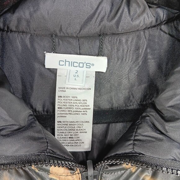 Chico's Tropical Puffer Vest Floral Animal Print Large 12 - Picture 2 of 7